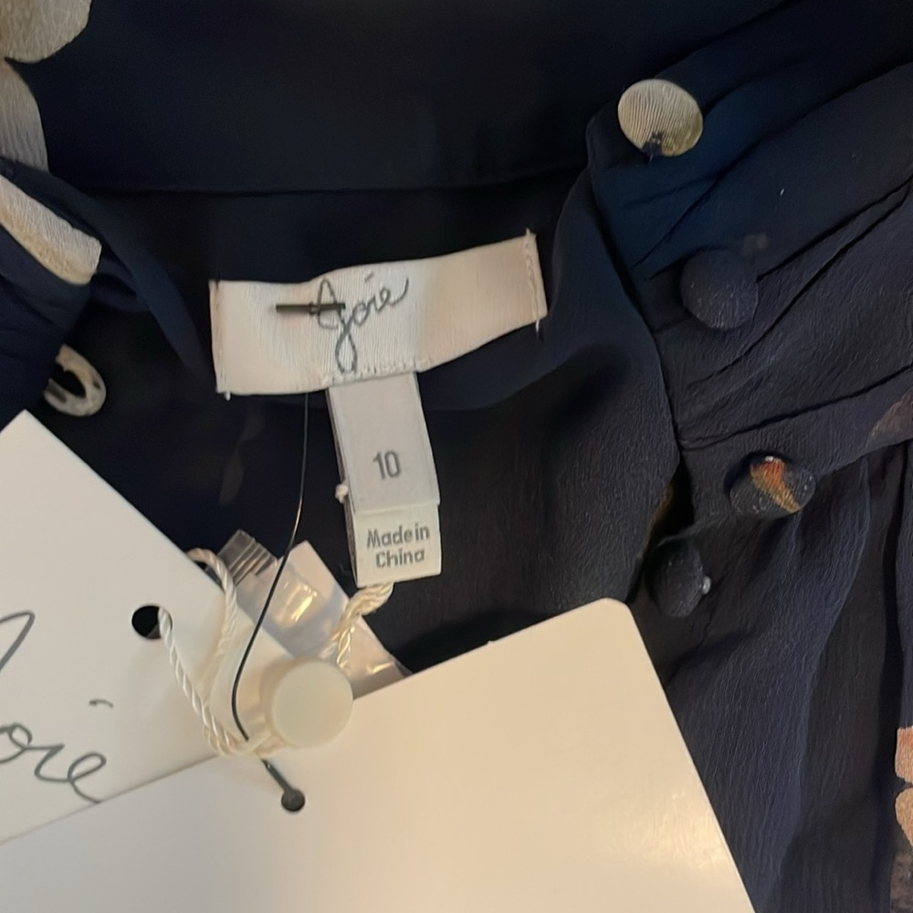 NWT! Joie Navy Blue Abbigayl Floral Silk Peplum Top - Picture 4 of 6